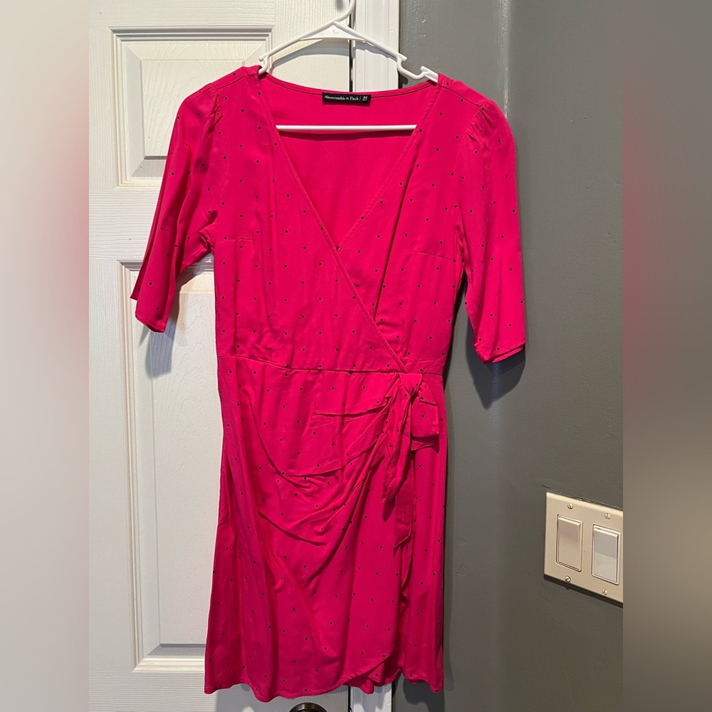 Abercrombie & Fitch Pink Polka Dot Wrap Dress